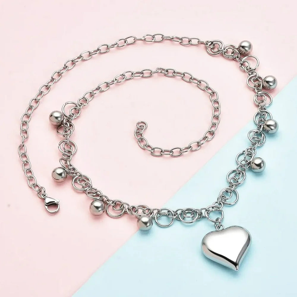 Women Heart Charm Chain Necklace Stainless Steel Jewelry 24" Birthday Mothers Day Gifts for Mom