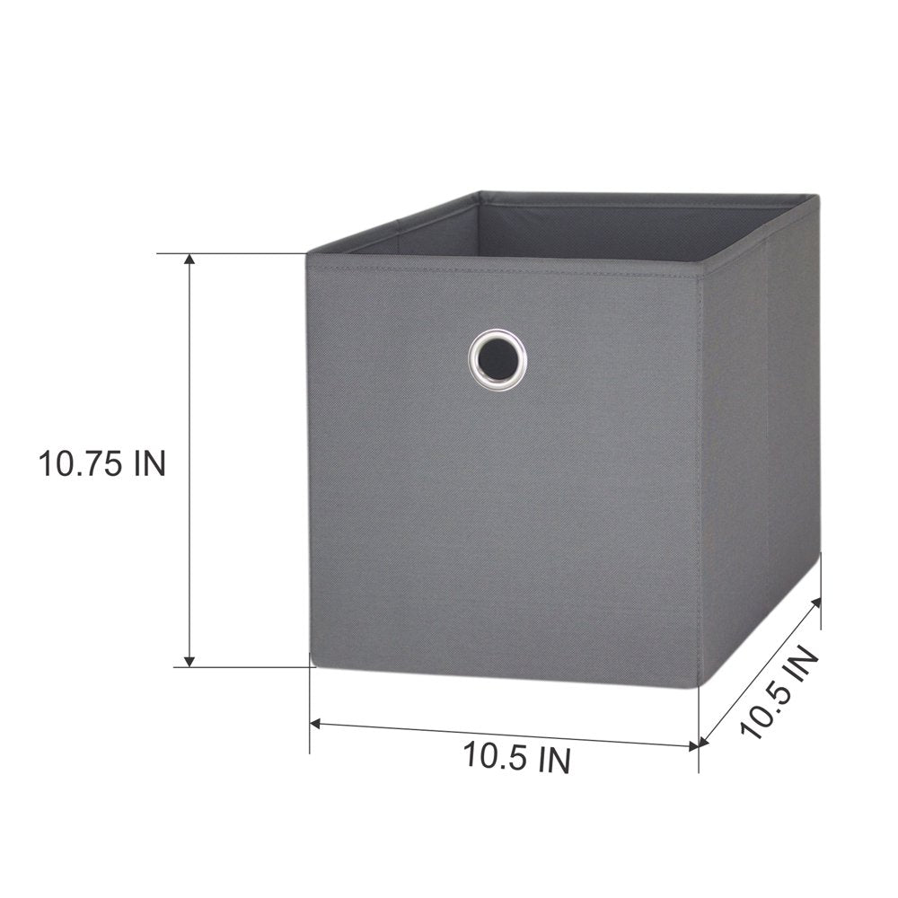 Collapsible Fabric Cube Storage Bins (10.5" x 10.5"), 4 pack, Grey Flannel