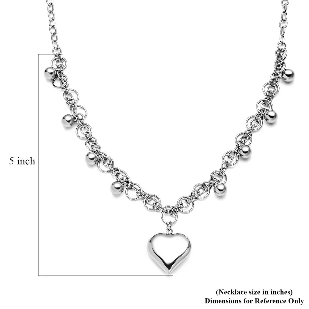 Women Heart Charm Chain Necklace Stainless Steel Jewelry 24" Birthday Mothers Day Gifts for Mom