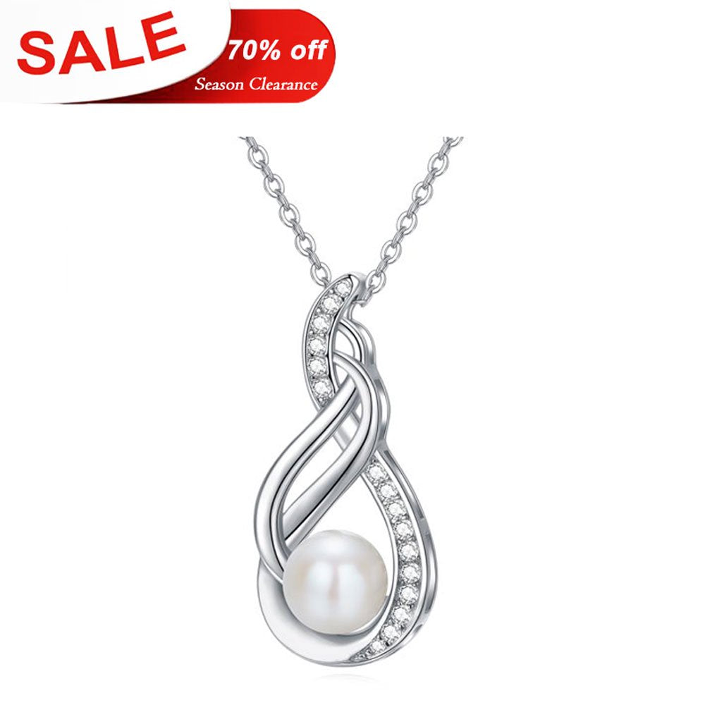 Natural Pearl Necklace 925 Sterling Silver Pendant Necklaces 18K Whited Gold Plated Hypoallergenic  Fashion Jewelry Birthday Xmas Gift for Women Girls Mom Daughter Wife