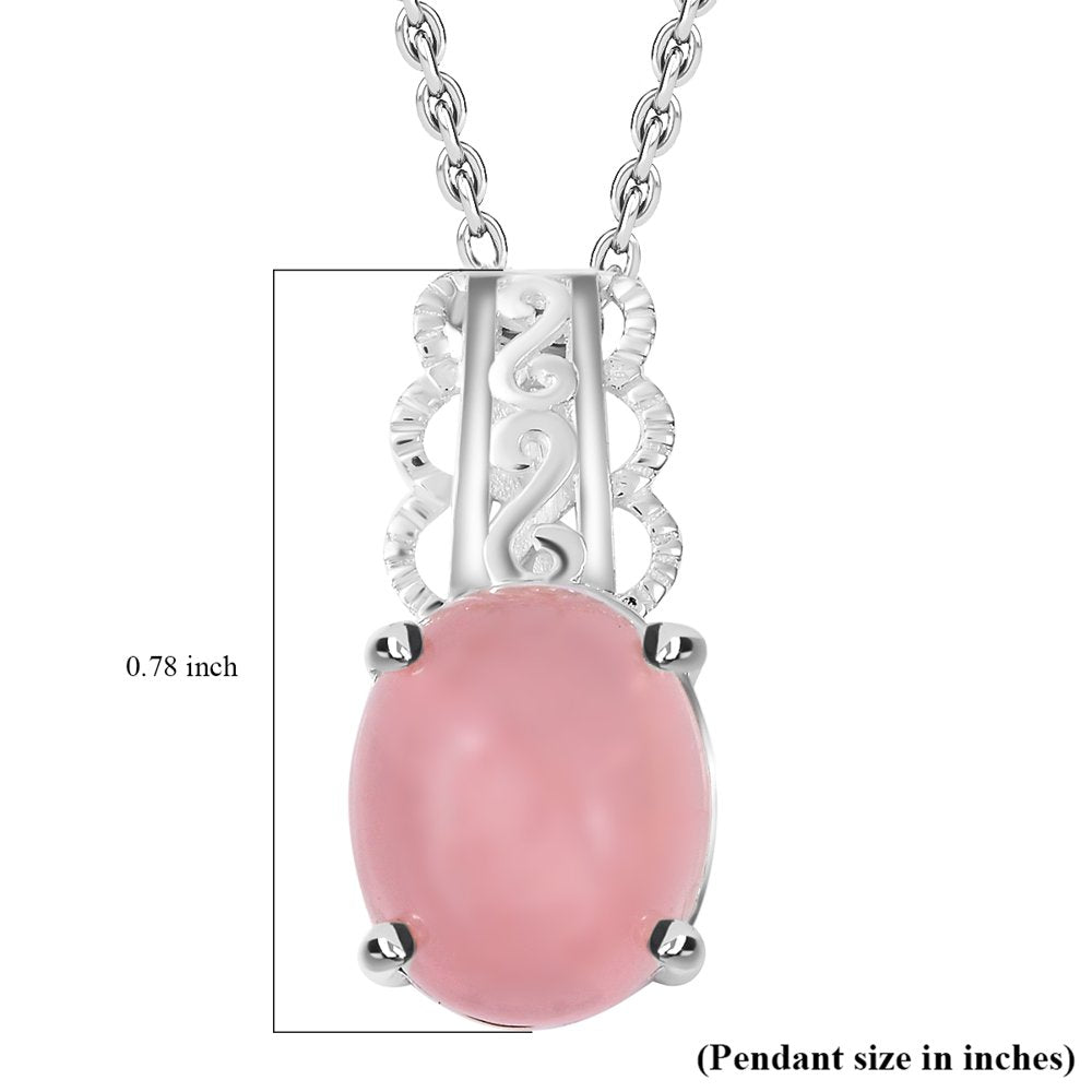 Women Rose Quartz Sterling Silver Chain Necklace Pendant 18" Ct 3.5 Pink Jewelry Birthday Mothers Day Gifts for Mom