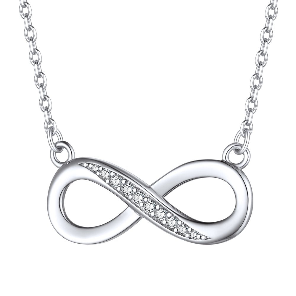 Women Infinity Necklace 925 Sterling Silver Pendant Necklace Jewelry Birthday Christmas Gift