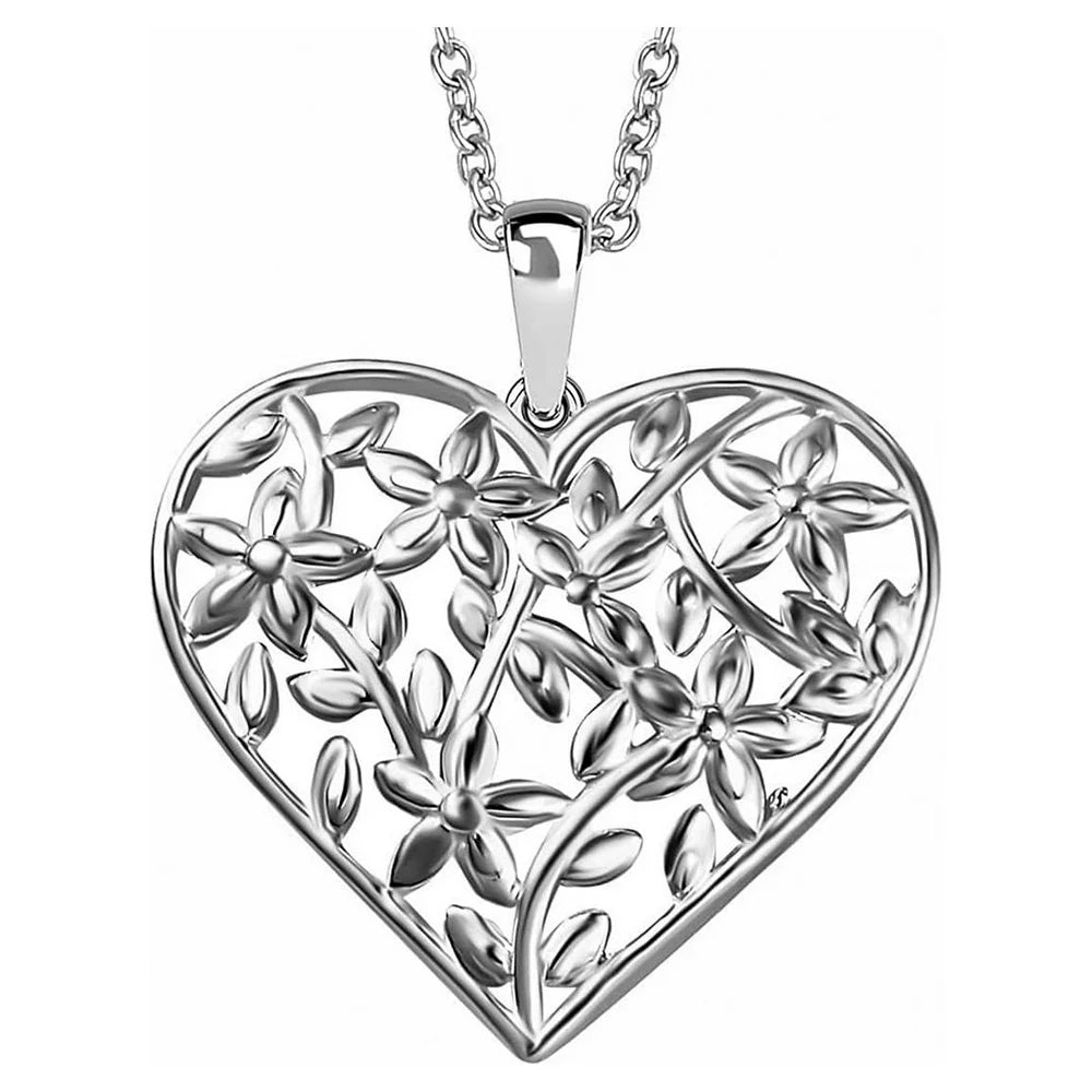 Women 925 Sterling Silver Heart Pendant with Stainless Steel Charm Necklace Jewelry 20" Birthday Mothers Day Gifts for Mom