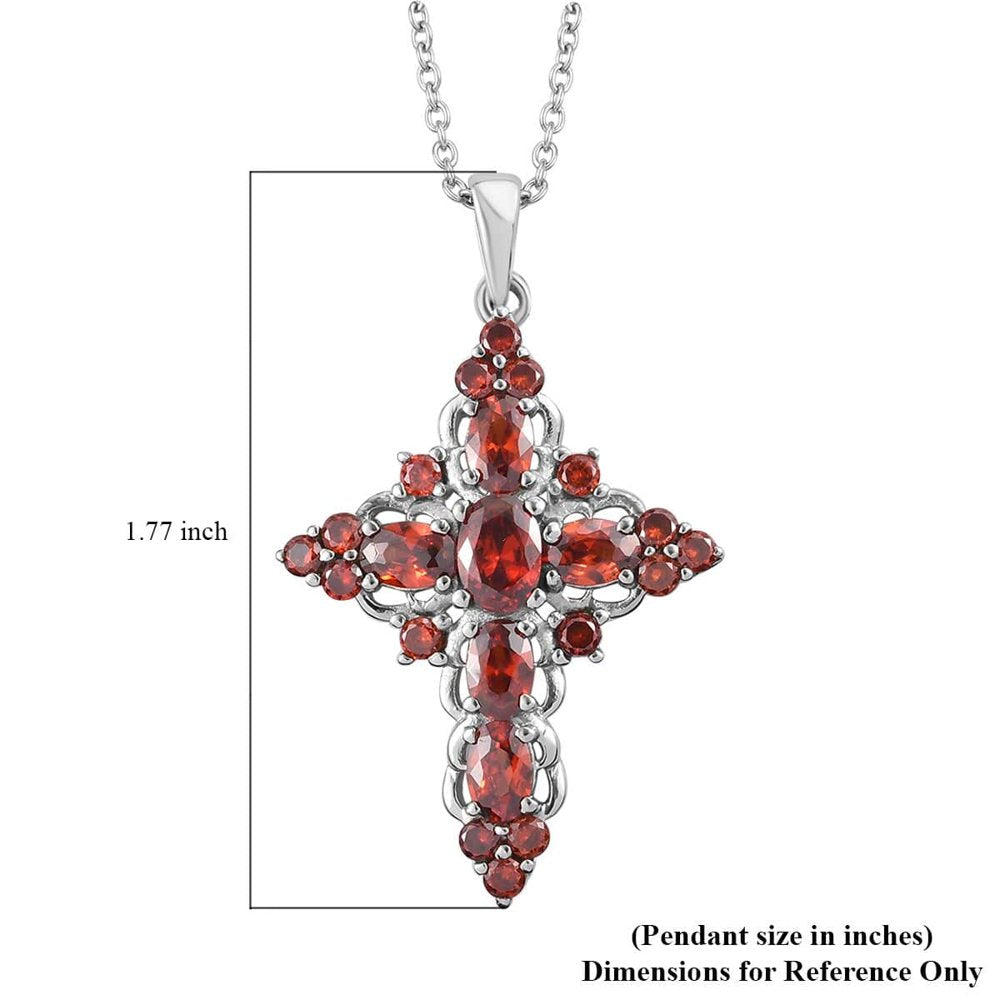 Faith Hope Love Prayer Stainless Steel White Cubic Zirconia Garnet Cross Chain Pendant Necklace in Magnetic Clasp 20" Cttw for Women Birthday Mothers Day Gifts for Mom