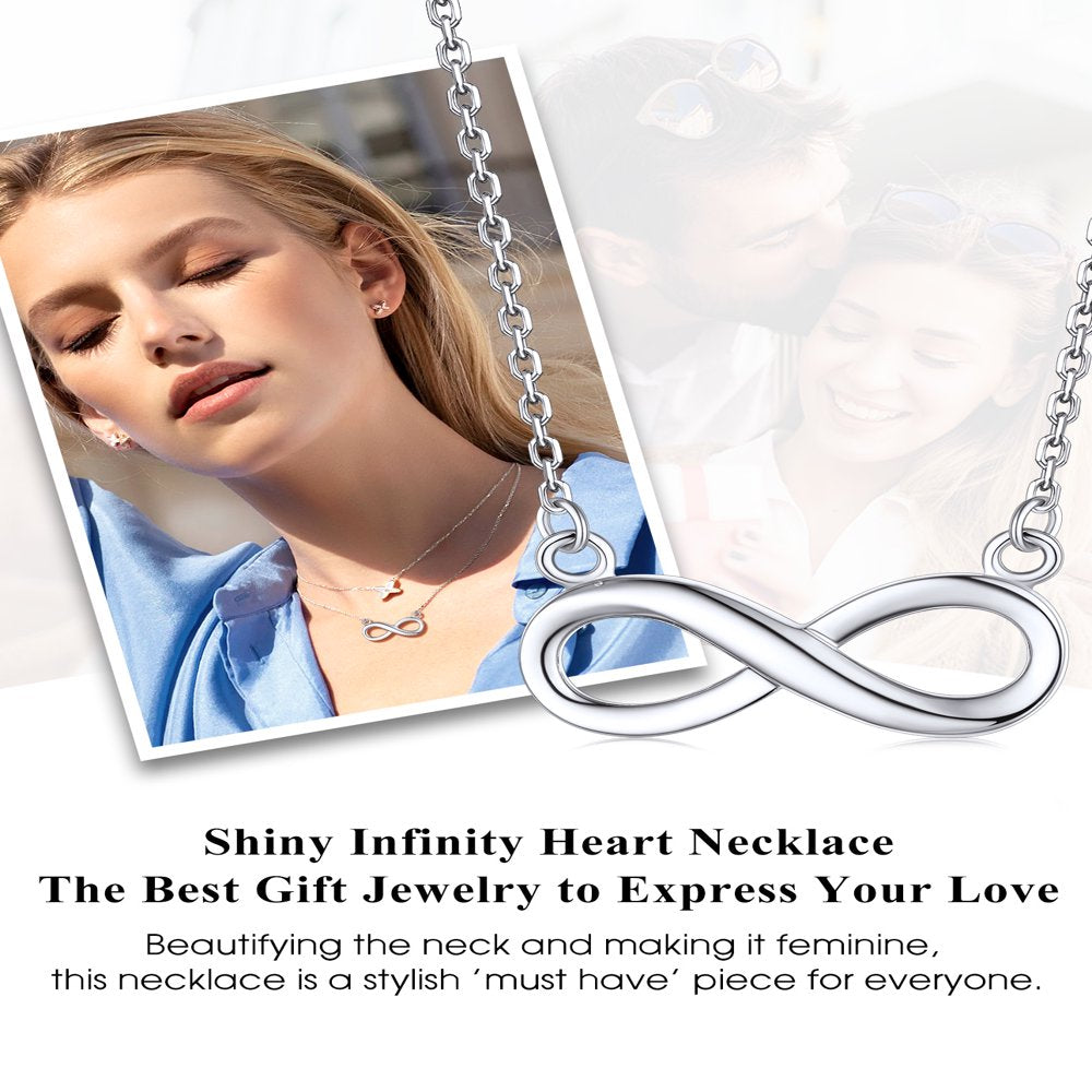 Infinity Pendant Necklace Sterling Silver Chain Necklace for Women Girls Eternity Love Infinity Jewelry for Mom Wife Daughter