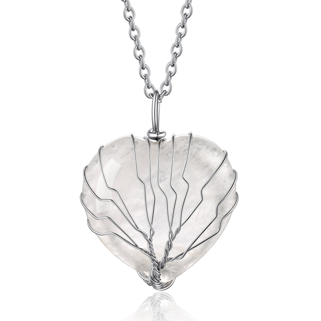 Tree of Life Crystal Heart Pendant & Necklace