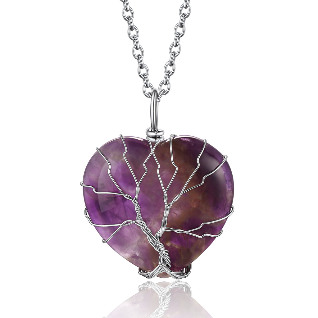 Tree of Life Crystal Heart Pendant & Necklace