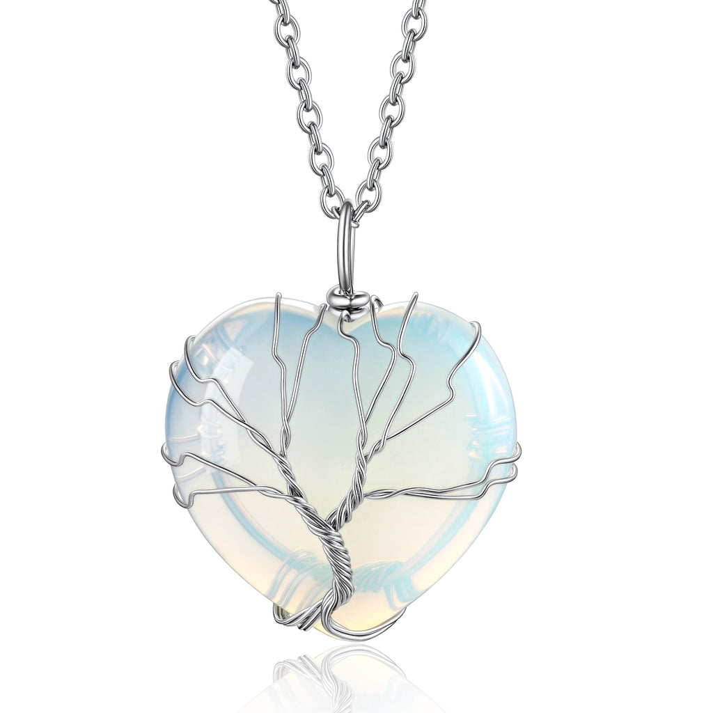 Tree of Life Crystal Heart Pendant & Necklace