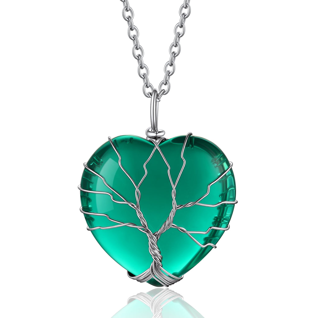 Tree of Life Crystal Heart Pendant & Necklace