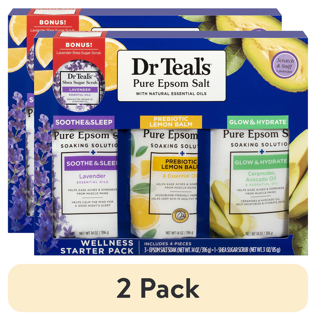 4 Piece Dr. Teal's Pure Epsom Salt Wellness Bath & Body Care Set