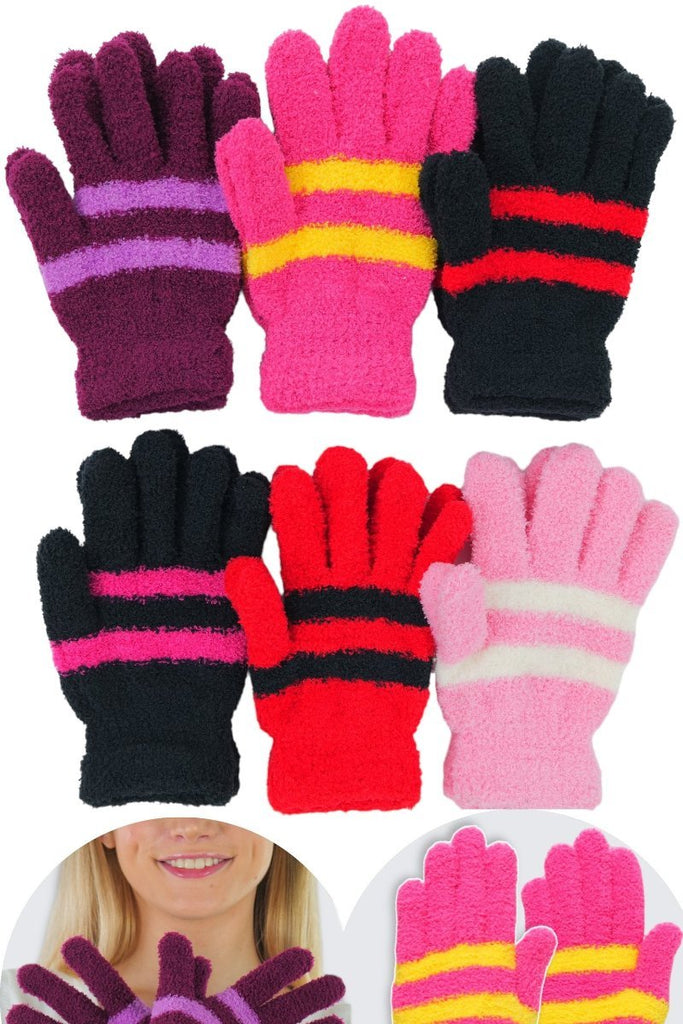 Pack of 6 Assorted Plush Magic Gloves - One Size