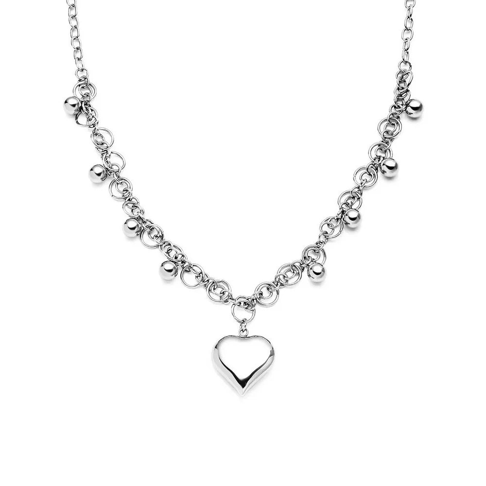 Women Heart Charm Chain Necklace Stainless Steel Jewelry 24" Birthday Mothers Day Gifts for Mom