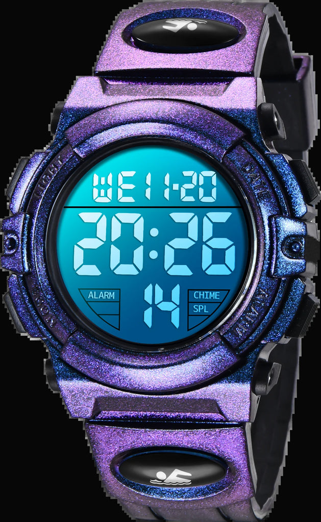 Boy's Digital Sport Outdoor Waterproof LED Wrist Watch with Stopwatch