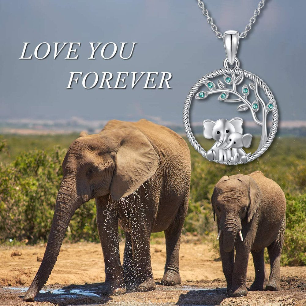 Mothers Day Gifts for Mom, Stering Silver Mom and Baby Elephant Necklaces for Women Mom Mama Nana Mothers