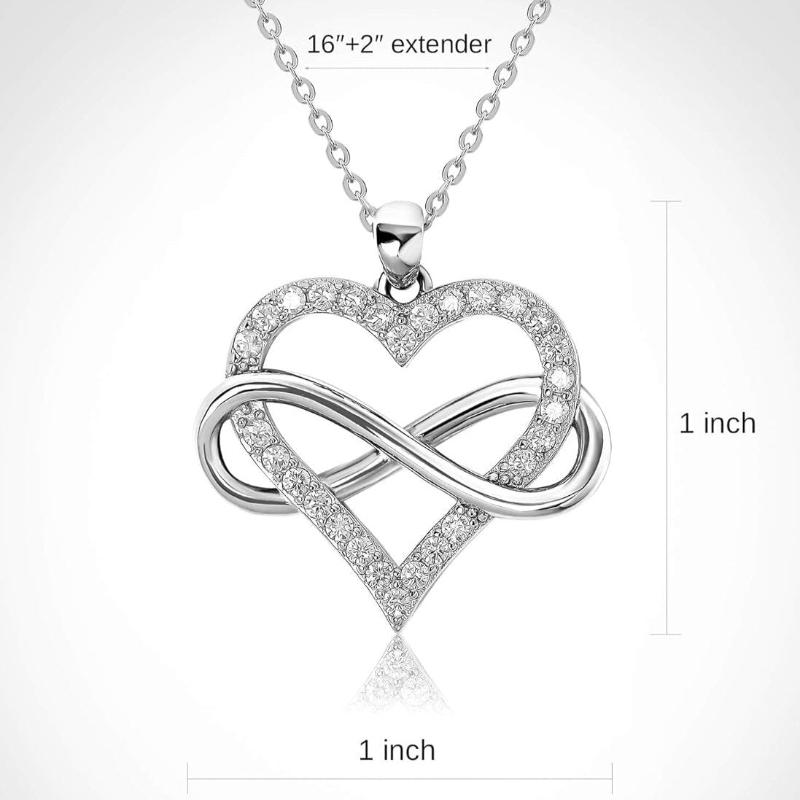 Heart 925 Sterling Silver Heart Infinity Pendant with Cubic Zirconias