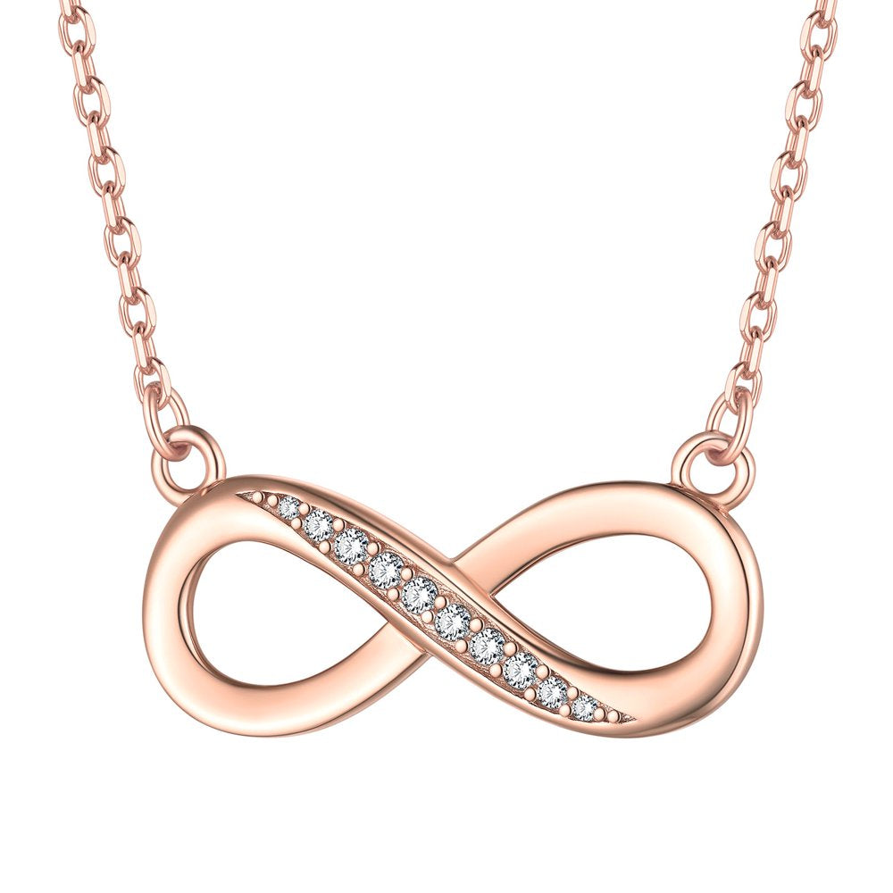 Rose Gold Infinity Necklace for Women Cubic Zirconia Infinity Necklace Sterling Silver Jewelry Birthday Christmas Gift for Her Wife Mom