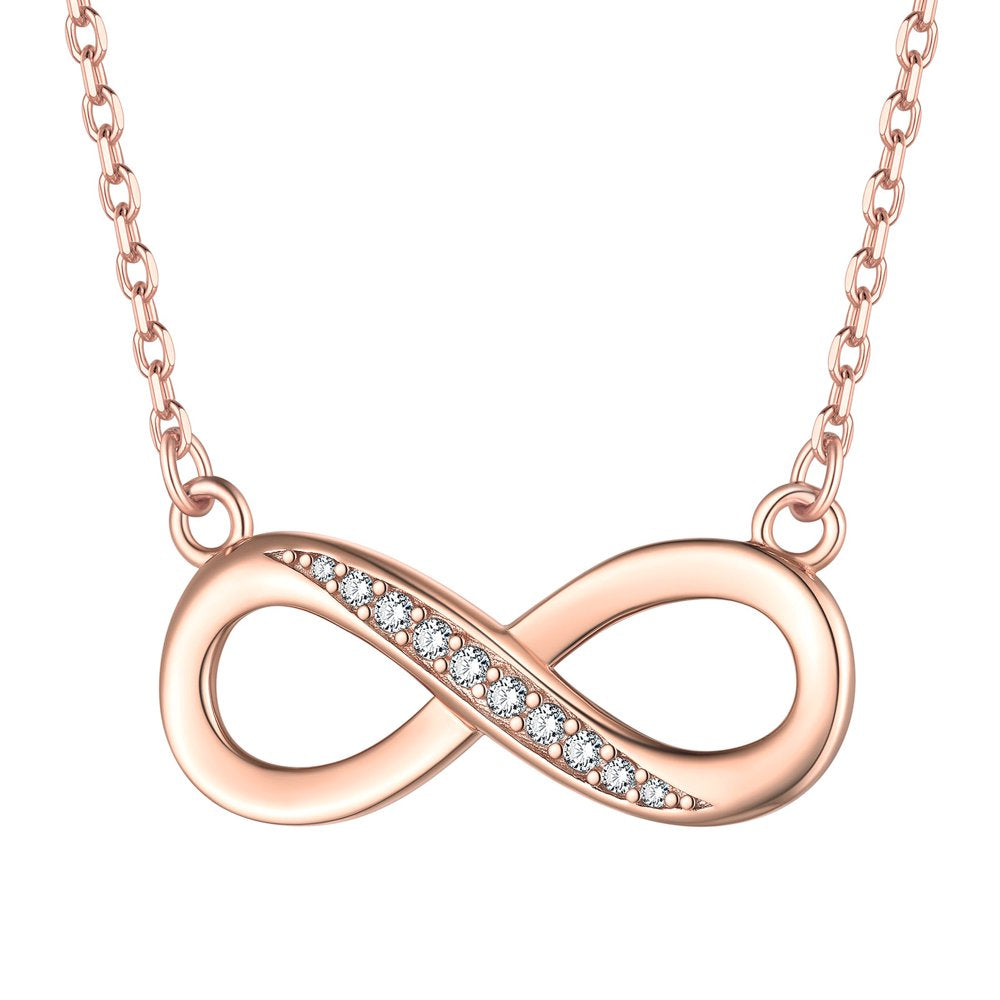 Women Infinity Necklace 925 Sterling Silver Pendant Necklace Jewelry Birthday Christmas Gift