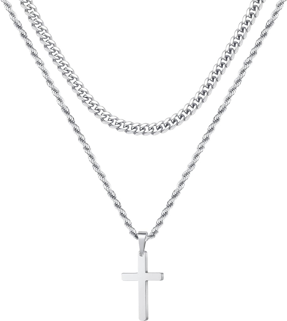  Stainless Steel Cross Pendant Necklace for Men