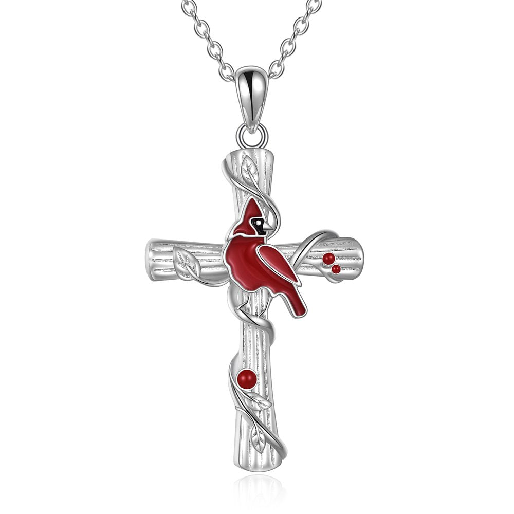 Cardinal Gifts for Women S925 Sterling Silver Cardinal Necklace for Women Cardinal Red Bird Pendant Necklaces ‘I Am Always With You’ Jewelry Gifts for Her Grandma Mom Birthday Anniversary
