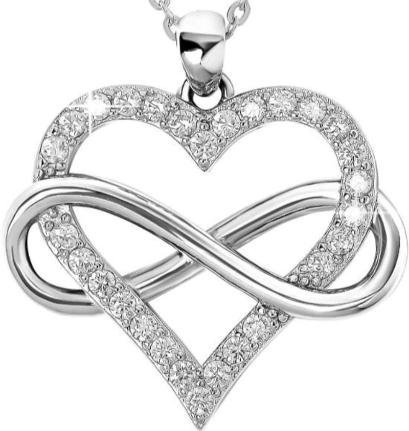 Heart 925 Sterling Silver Heart Infinity Pendant with Cubic Zirconias