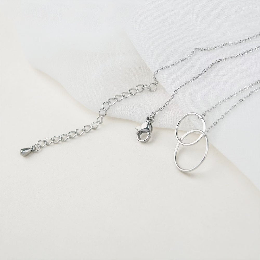 Matching Infinity Card Necklace, Matching Mother's Day Gift for Her, Mom and Daughter Jewelry, Mom and Daughter Infinity Ring Necklaces [Silver Infinity Ring, No-Personalized Card]