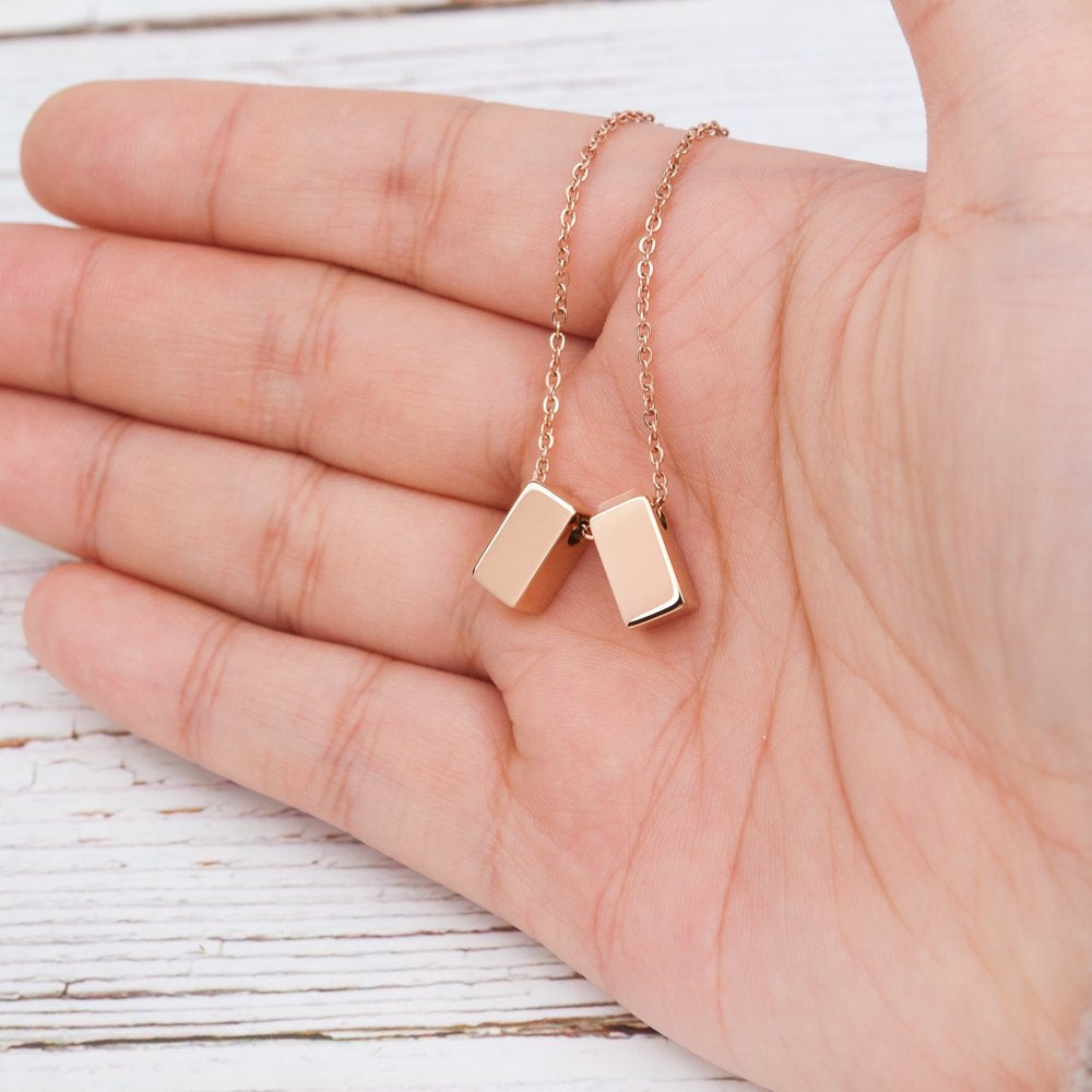 Step Mom Gift, Gift for Other Mom, Cube Necklace Jewelry Gift, Mothers Day Gift, Birthday Gift for Her,Two Cube Necklaces with Wish Card -[Rose Gold]