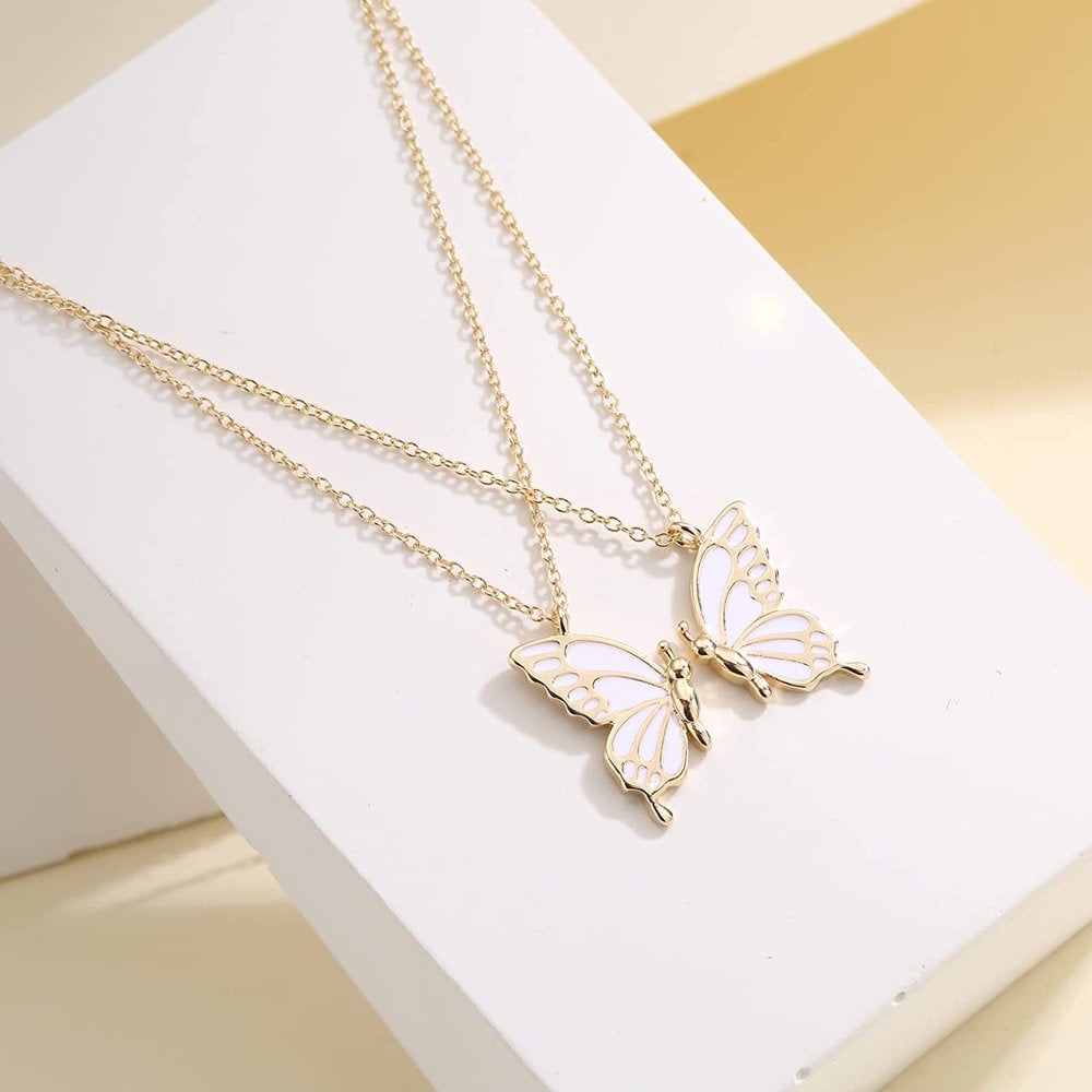 Mother Daughter Butterfly Necklaces, Matching Mommy and Me Butterfly Pendant Necklace Set for 2, Mom Daughter Chain Jewelry, Mother's Day Gift (Gold)