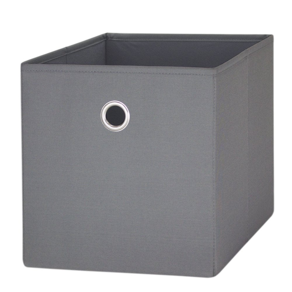 Collapsible Fabric Cube Storage Bins (10.5" x 10.5"), 4 pack, Grey Flannel