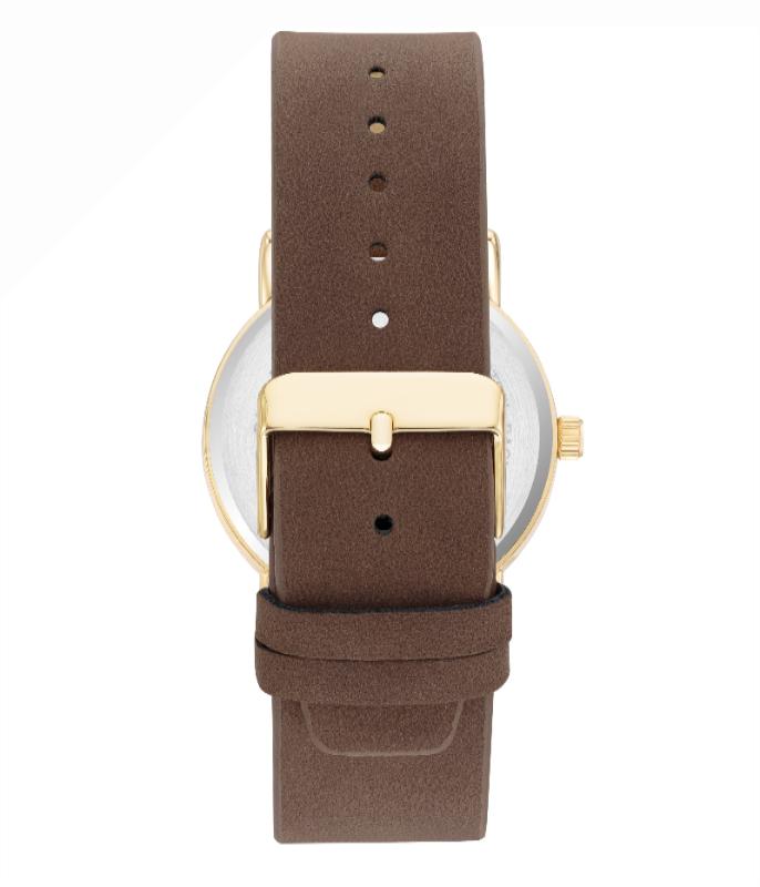 Men's Casual Analog Watch with Brown Strap