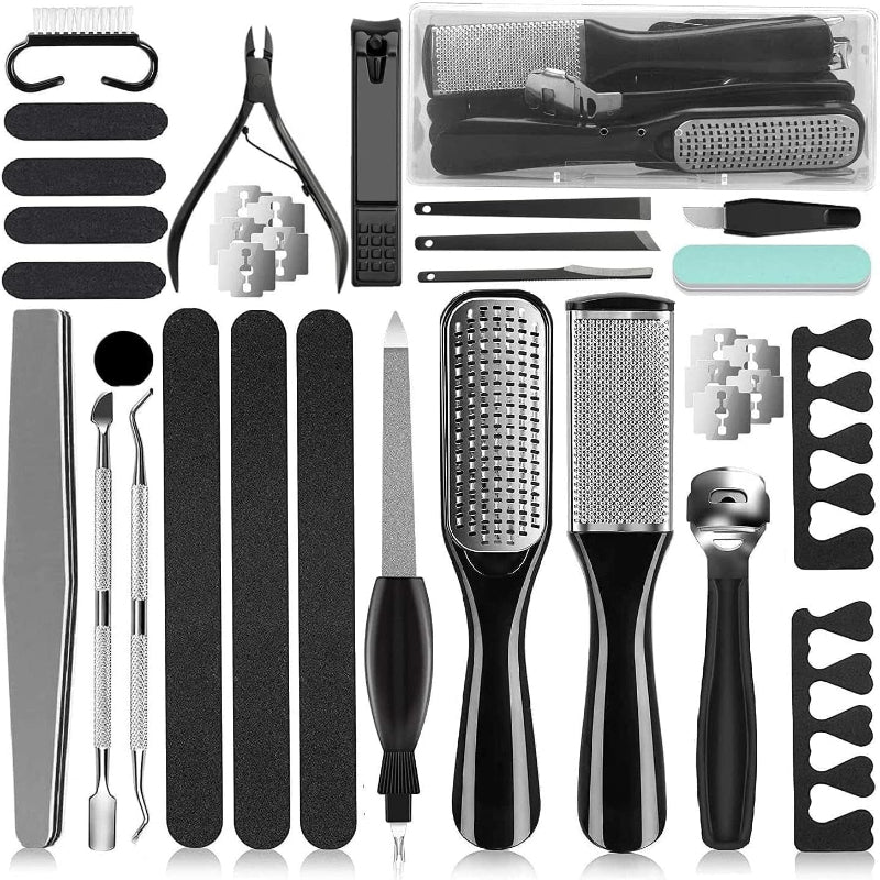 Professional Pedicure Kit, 36 in 1 Stainless Steel Foot Care Kit Foot Rasp Dead Skin Remover for Home & Salon Care, Filer