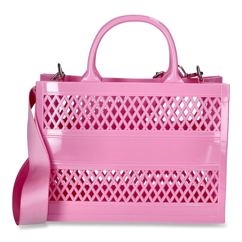 Women's Lattice Jelly Tote Bag with Shoulder Strap