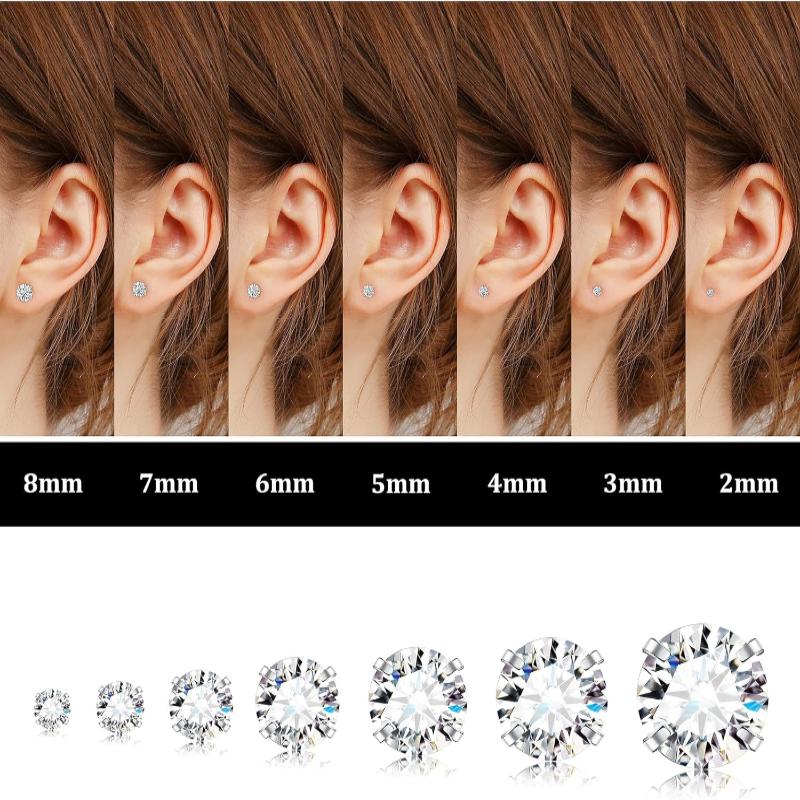 Multi-Pair Set of 14K Gold Stainless Steel Hypoallergenic Flat Back Stud Earrings