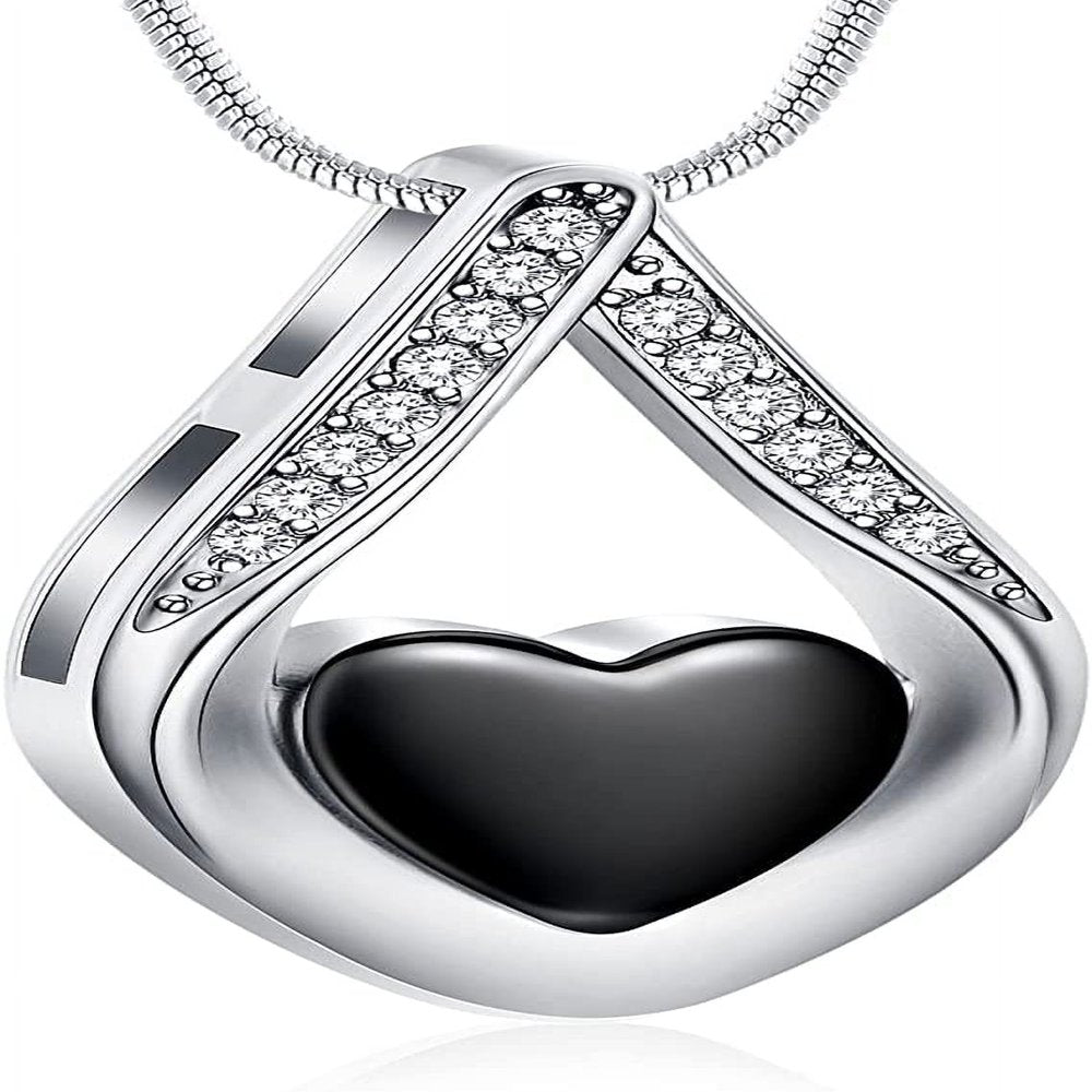 Teardrop Cremation Jewelry for Ashes -No Longer By My Side Forever in My Heart Urn Pendant Necklace for Ashes Grandma Grandpa Mom Dad Papa Nana Brother Sister