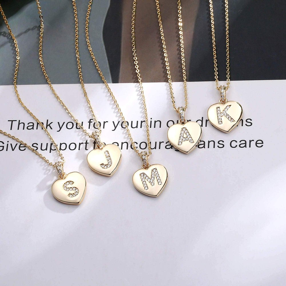 Initial Necklace for Women 14K Gold Plated Cubic Zirconia Letter Pendant Necklace for Teen Girls Birthday Christmas Mothers Day Gifts