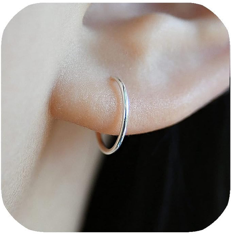 Small Hoop Earrings for Cartilage Nose, Tiny & Thin 