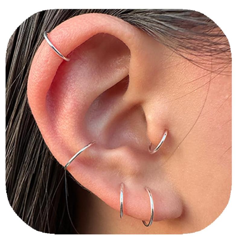 Small Hoop Earrings for Cartilage Nose, Tiny & Thin 