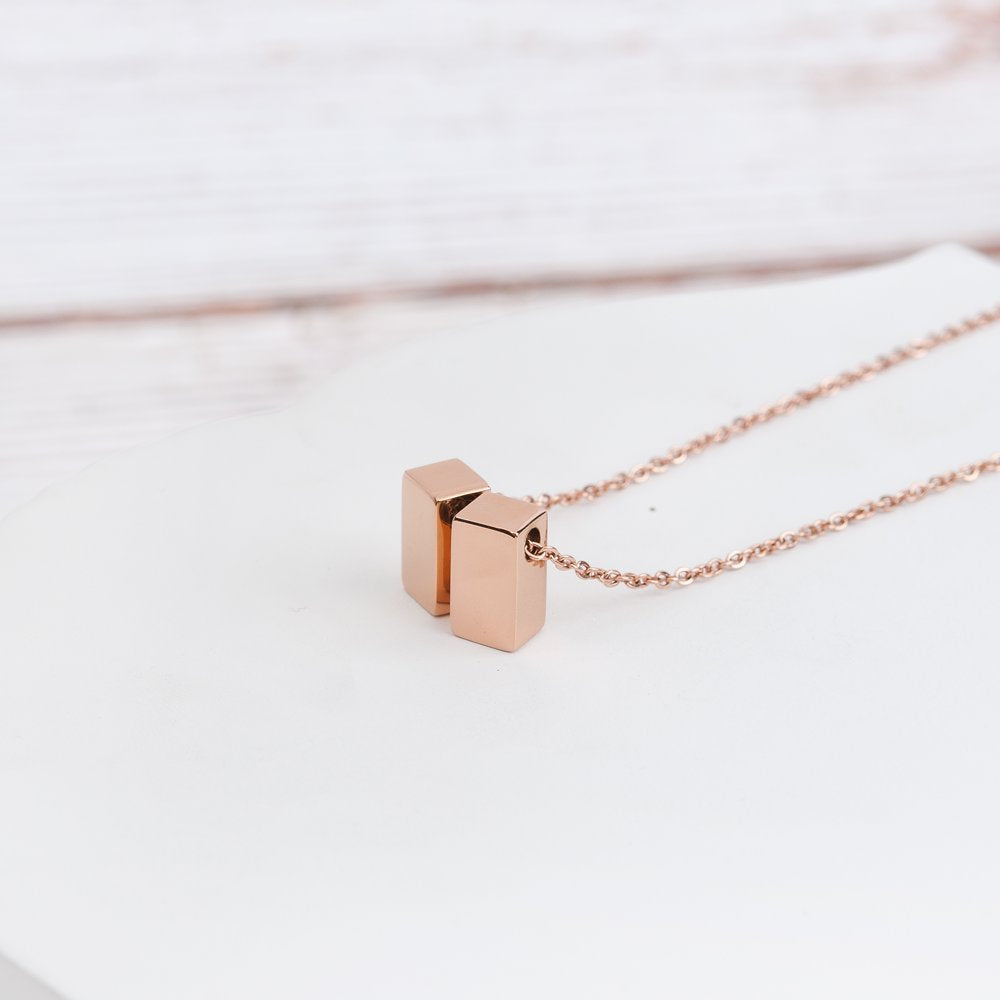 Step Mom Gift, Gift for Other Mom, Cube Necklace Jewelry Gift, Mothers Day Gift, Birthday Gift for Her,Two Cube Necklaces with Wish Card -[Rose Gold]