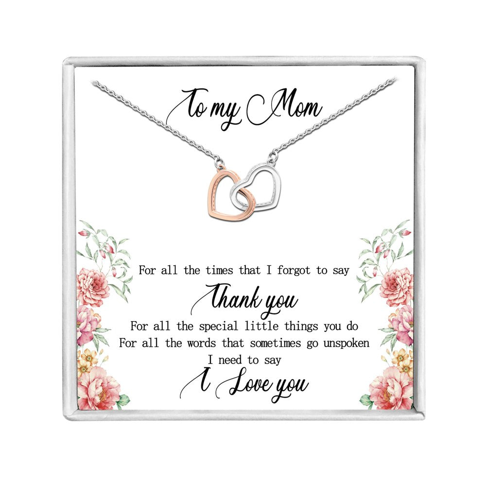 Mom Greeting Card Sterling Silver Linked Hearts Necklace Women
