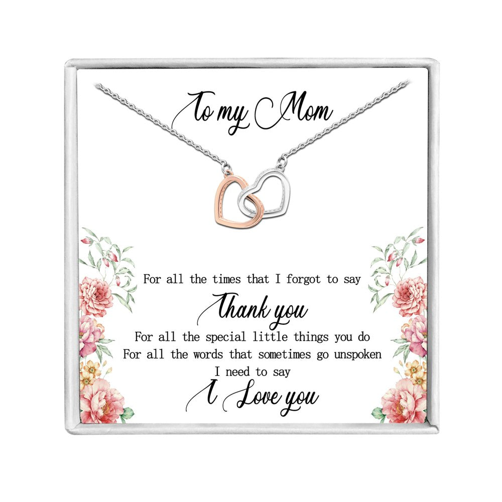 Mom Greeting Card Sterling Silver Infinity Hearts Necklace Women