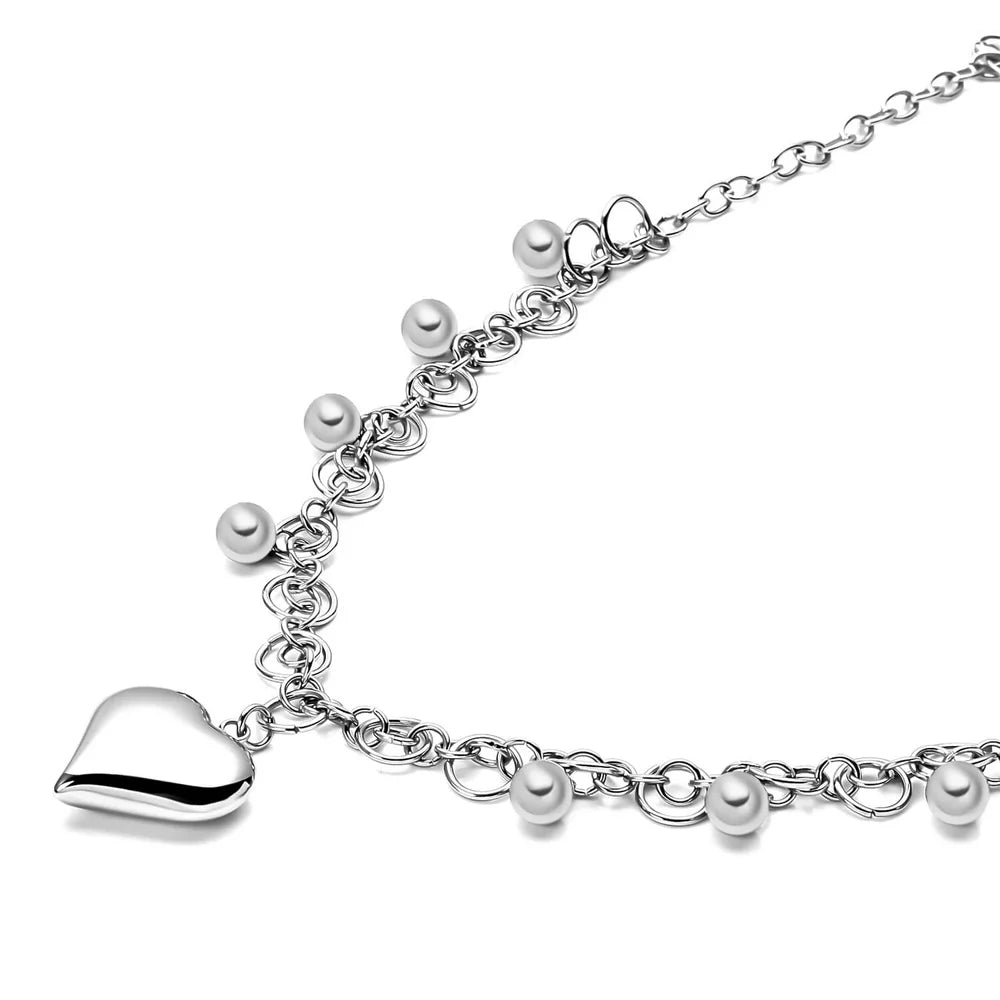 Women Heart Charm Chain Necklace Stainless Steel Jewelry 24" Birthday Mothers Day Gifts for Mom