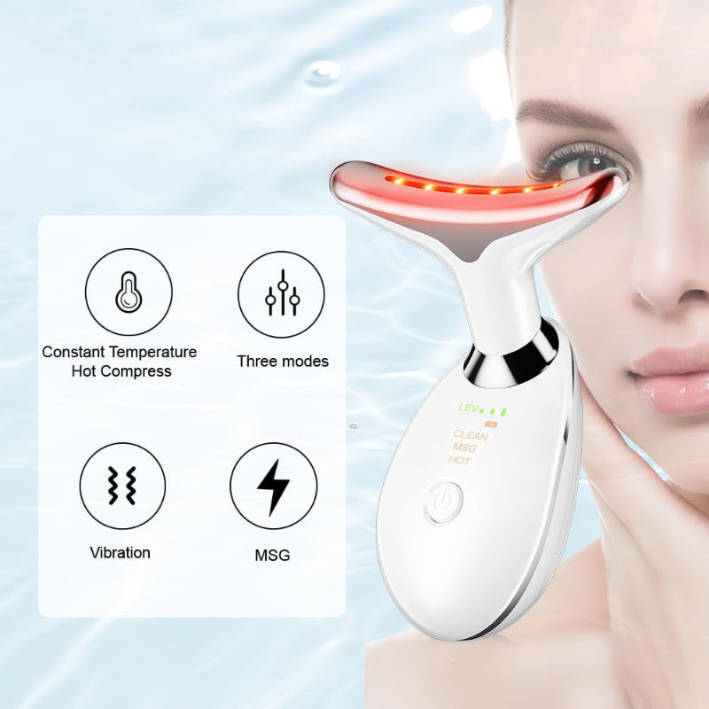 Neck and Face Massager with 3 Color Modes, Vibration Face Sculpting Tool 