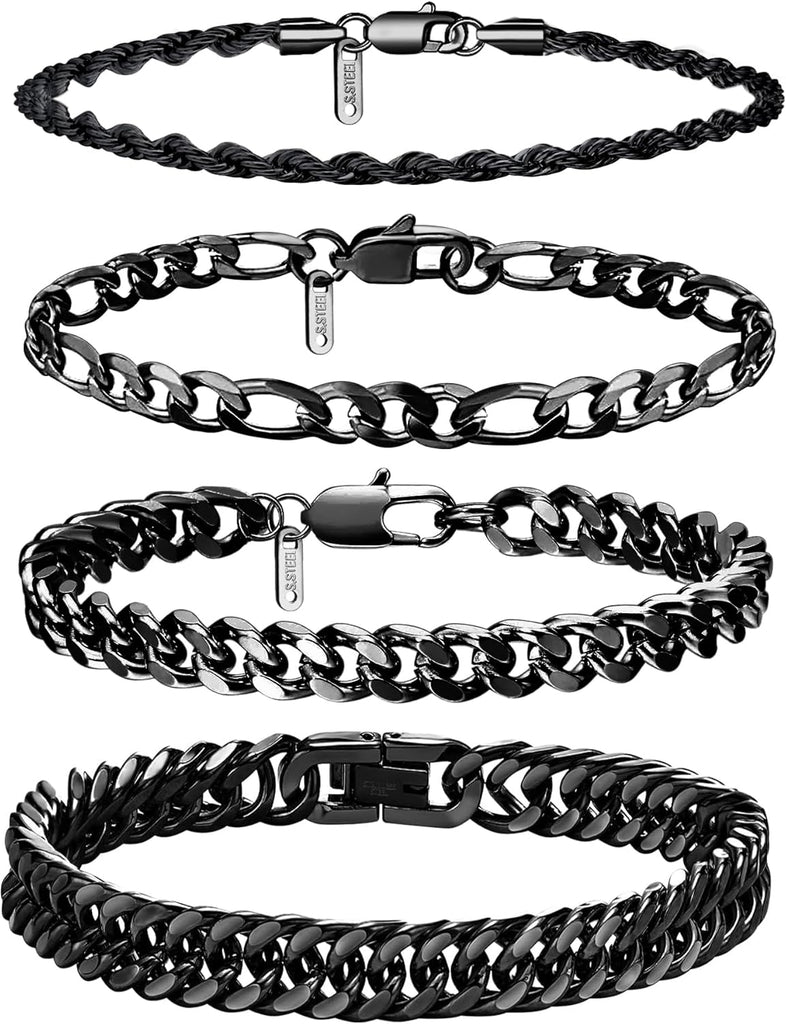 Men's 4 Bracelet Set -Stainless Steel