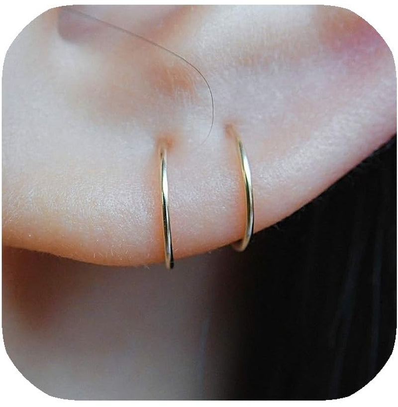 Small Hoop Earrings for Cartilage Nose, Tiny & Thin 