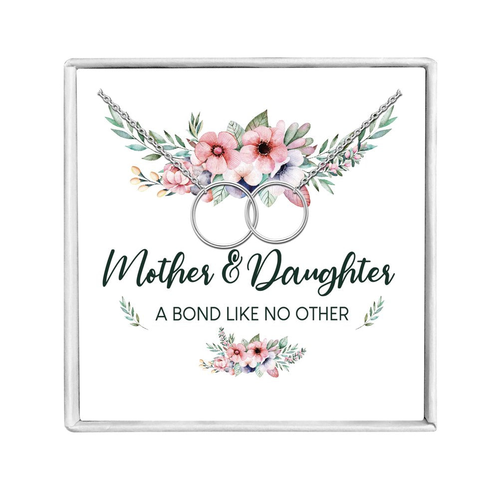 Mother Daughter Greeting Card Sterling Silver Linked Circles Necklace Girls