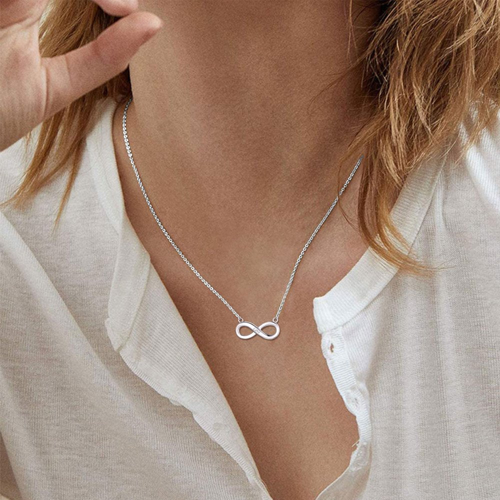 Women Infinity Necklace 925 Sterling Silver Pendant Necklace Jewelry Birthday Christmas Gift