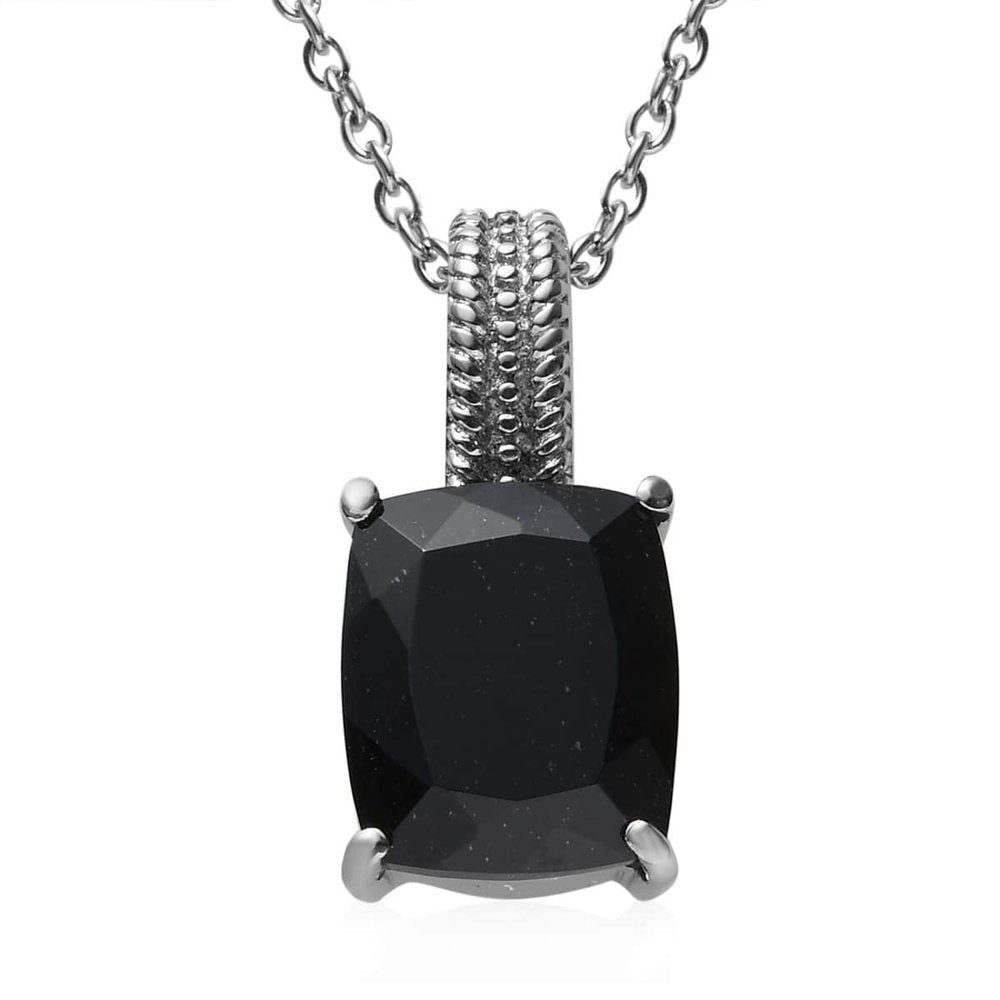 Black Tourmaline Necklace - Stainless Steel Pendant Necklace with a Solitaire Gemstone for Women - October Birthstone Jewelry - 20" Necklace Length Birthday Mothers Day Gifts for Mom