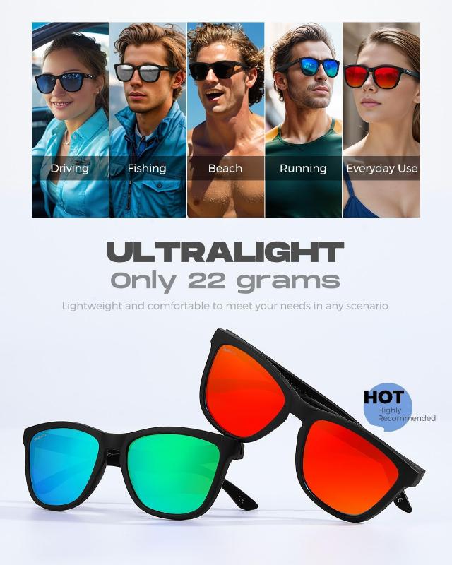 Unisex Lightweight Polarized Rimless Sunglasses for Men and Women