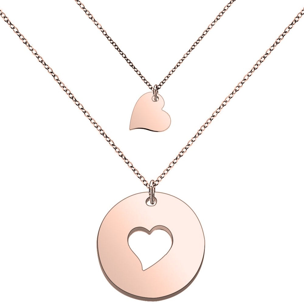 Mother and Daughters Necklace Set Gifts for Women Girls  (Rose gold mom and 3 daughter)