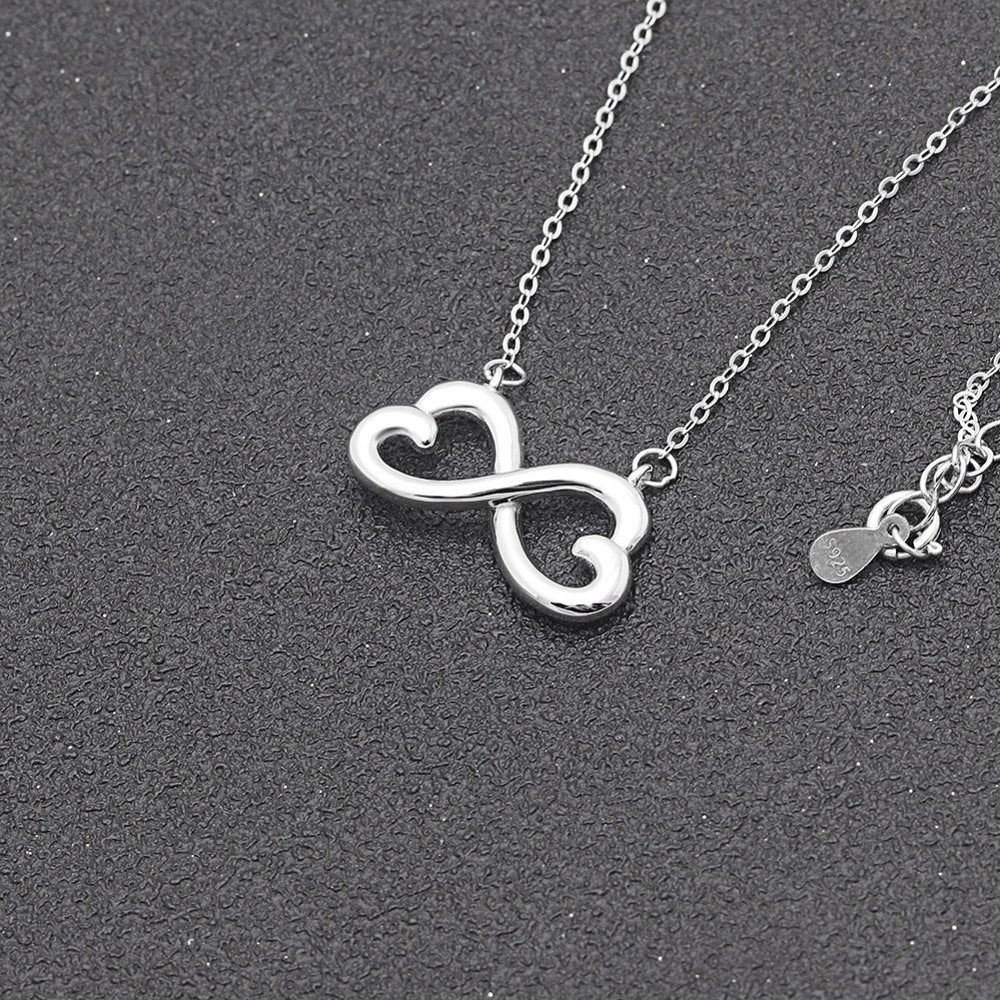 Mom Greeting Card Sterling Silver Infinity Hearts Necklace Women