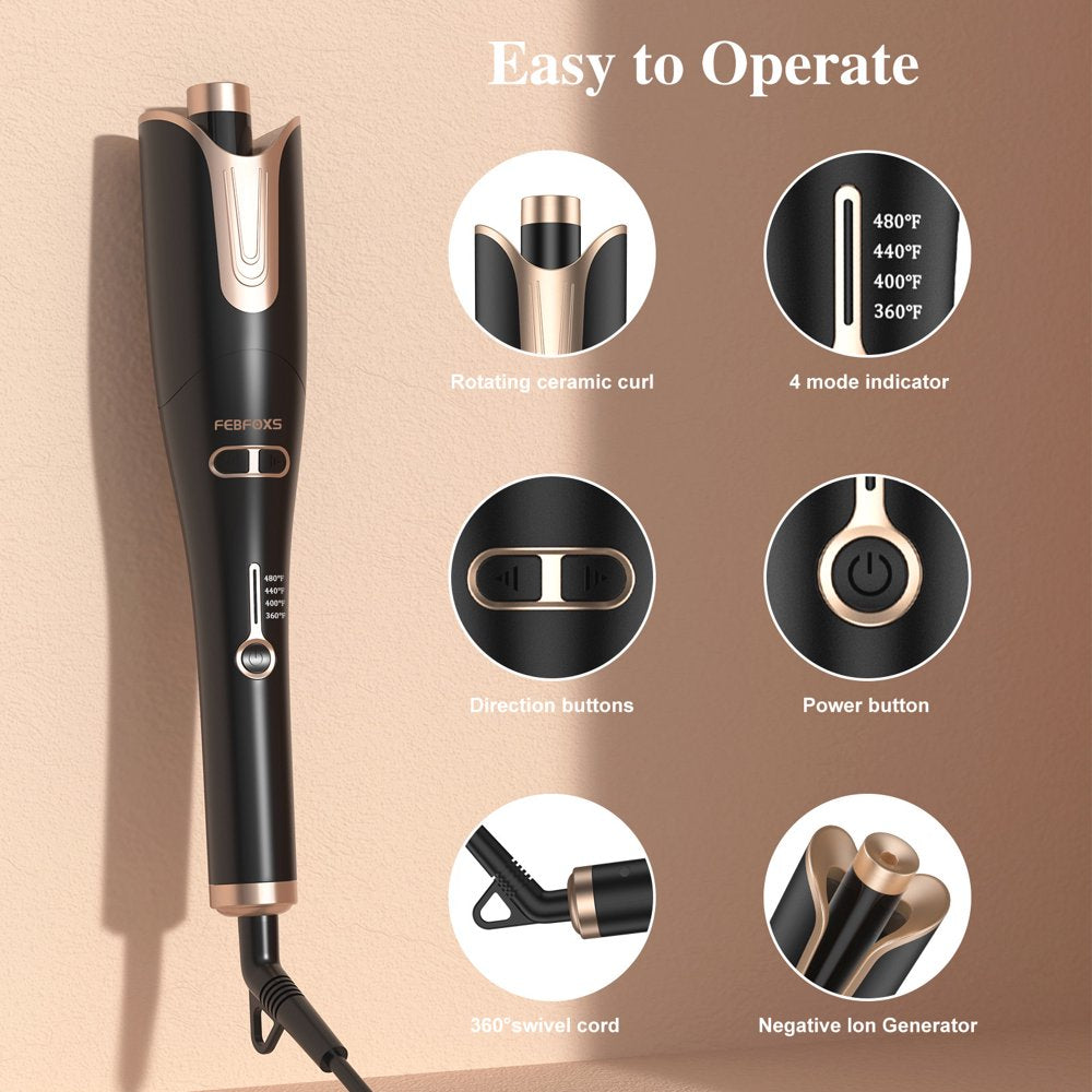 Curling Irons,Curling Iron Professional with 2" Large Rotating Barrel & 4 Temps,Salon Curl Hair,30S Fast Heating,Gold
